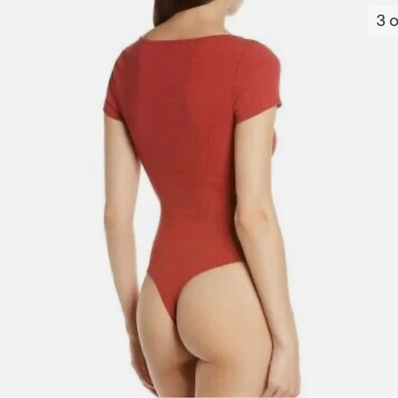 NWOT FREE PEOPLE Intimately Women’s Bodysuit Deep Conversations Sunset Red - Picture 4 of 14
